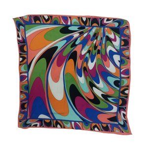 NUOXIYA Multicolored Geometric Silk Scarf 24"/ 23” EC